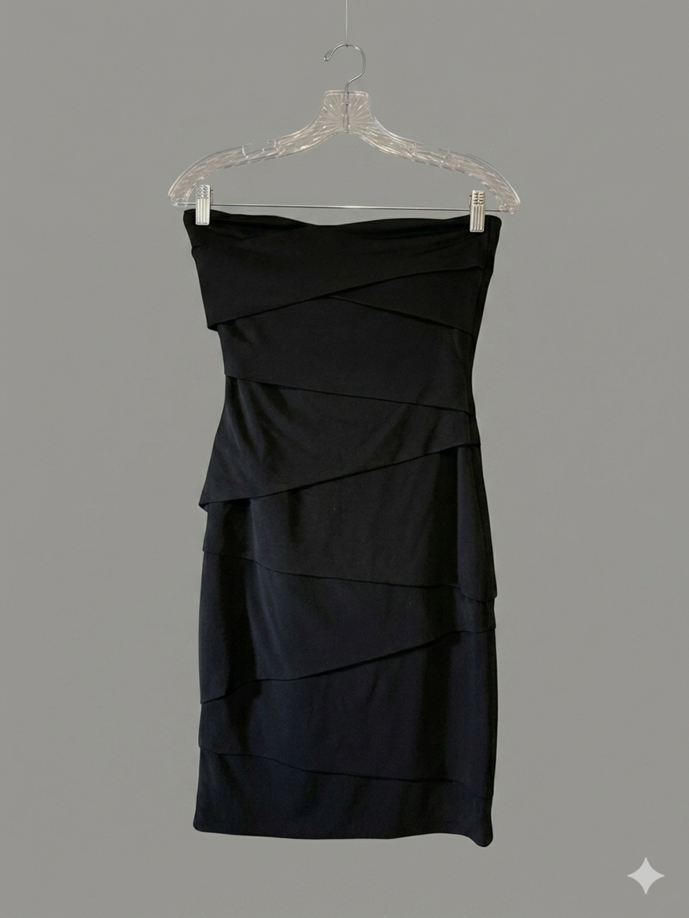 White House Black Market Strapless Black Layered Cocktail Dress